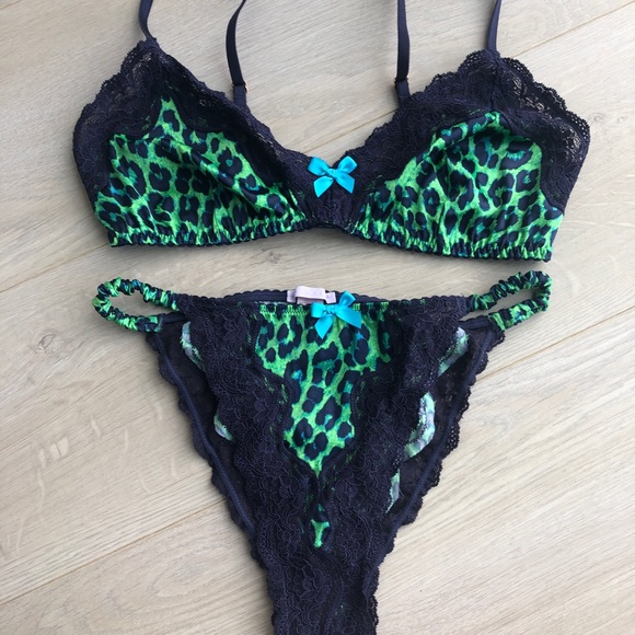 Savage X Fenty Intimates Sleepwear Savage X Fenty By Rihanna Green Cheetah Set Poshmark